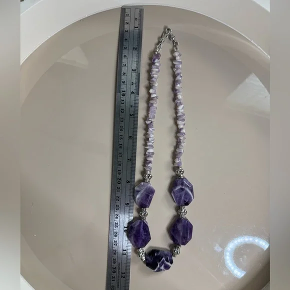 Hand-crafted Chevron Amethyst Necklace